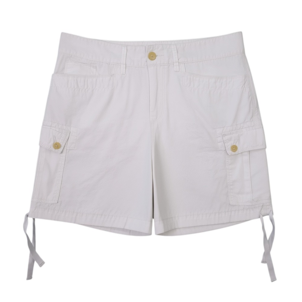 Lauren Jeans Co Shorts Women 6 White Twill Cargo Side Tie Hem Safari Utility LRL